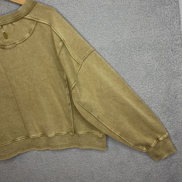 Free People Movement Sz XL Harvest Gold Intercept Crop Crewneck Relaxed Pullover - Picture 12 of 16